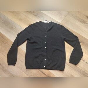 Dm Danielle Martin Black Women's Cardigan Sweater 100% Cashmere